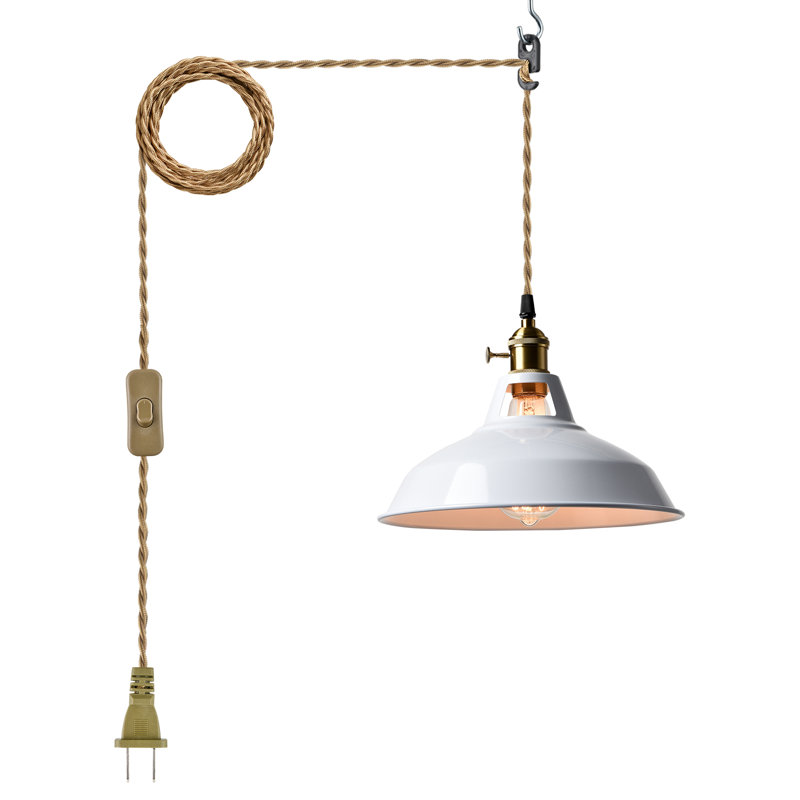 Luminaire suspendu industriel à hauteur réglable, Blanc