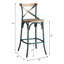 Tabouret de bar de style rétro avec dossier haut et siège en bois, offrant confort et charme classique.-867274136