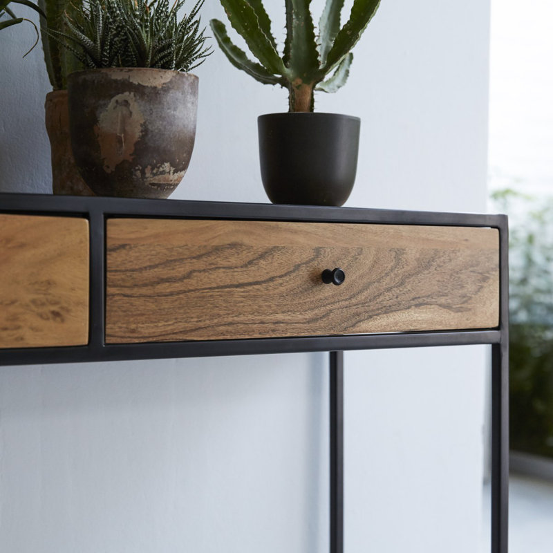 Agra 39.37'' W Solid Wood Console Table