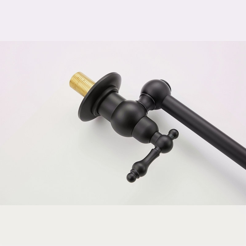 Wall Mount Folding Kitchen Pot Filler Faucet, Matte Black