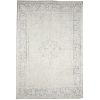 Vintage Muted Antique Floral 10 x 14 Distressed Oriental Rug Hand-Knotted Carpet -  Isabelline, D731A16E22DA444ABCBA7EF194E6A342