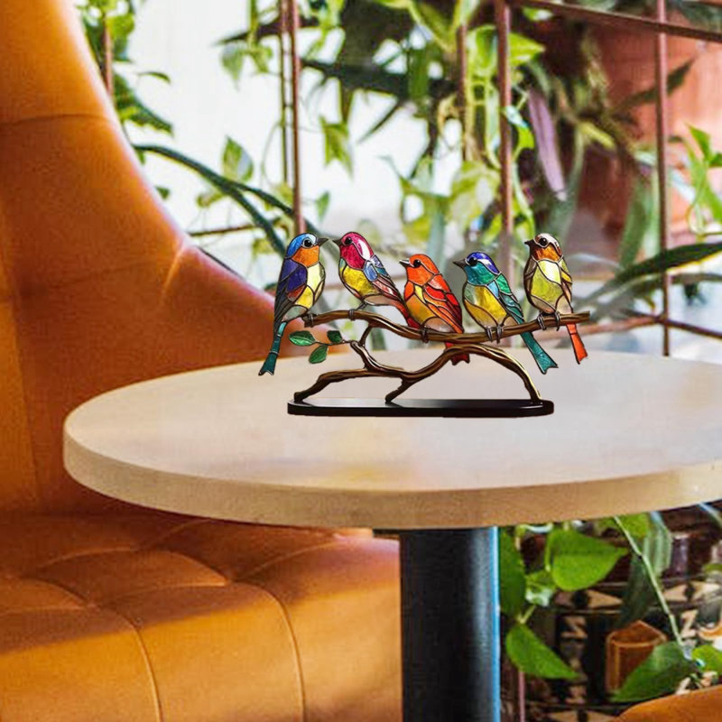 Ornement de statue d'oiseaux colorés