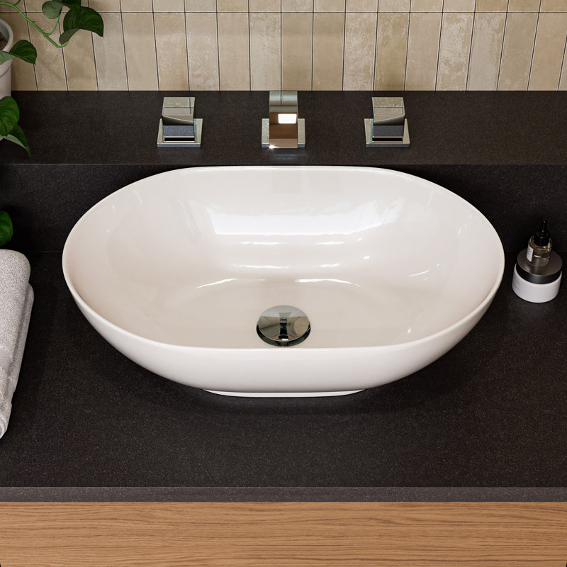 EAGO 14.75'' White Oval Bathroom Sink