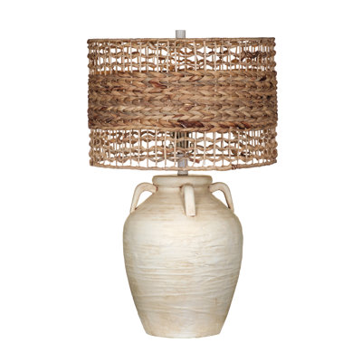 Breeze Table Lamp Cream Textured Ceramic Base with Raffia Shade Coastal