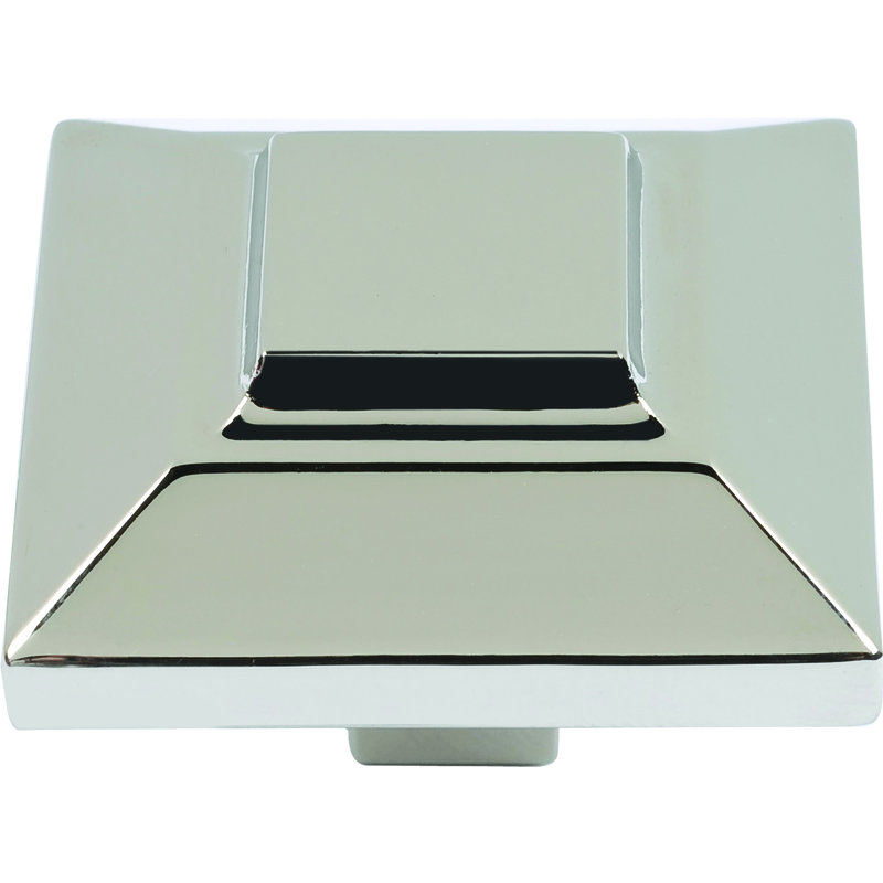 Trocadero 1 1/2" Length Square Knob, Polished Nickel
