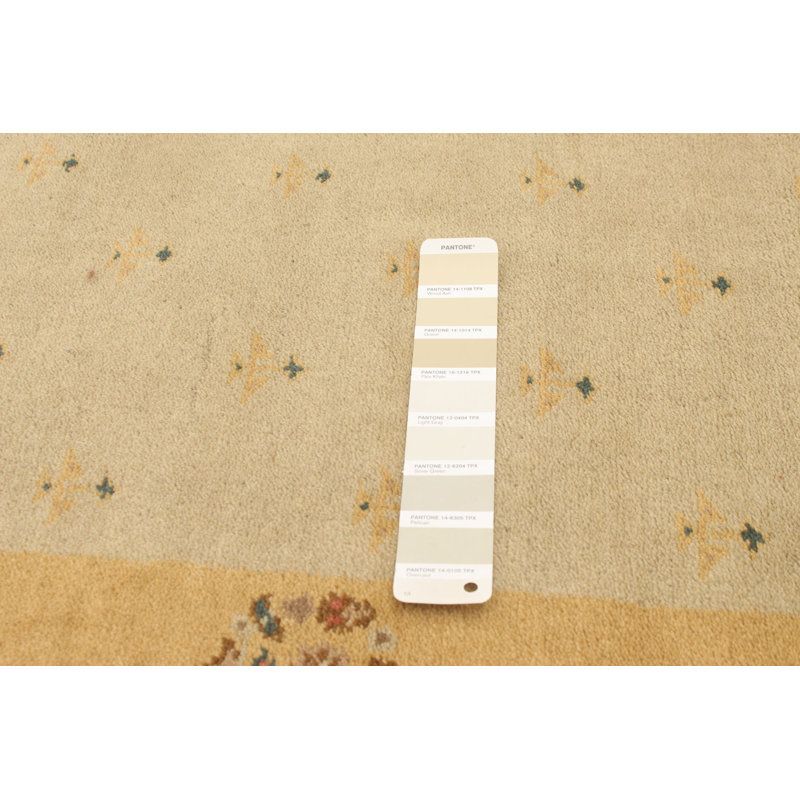 Tapis kaki clair en laine noué à la main Olveston