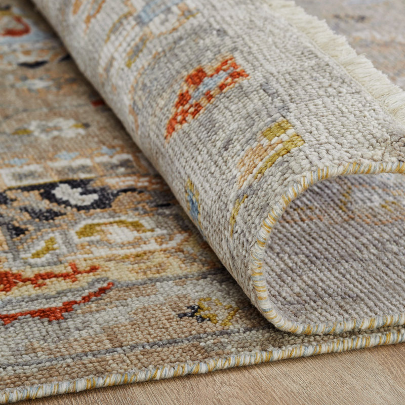 Amaris Sand Multi Hand-Knotted Wool Area Rug, Rectangle 9' x 12'