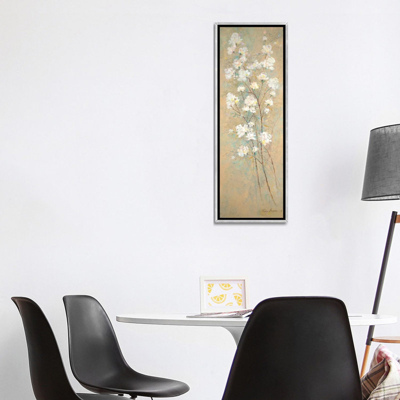 «Spring Awakening II» par Ruane Manning - reproduction d'art, H 48 po x l 16 po x P 1,5 po, Toile avec cadre argenté
