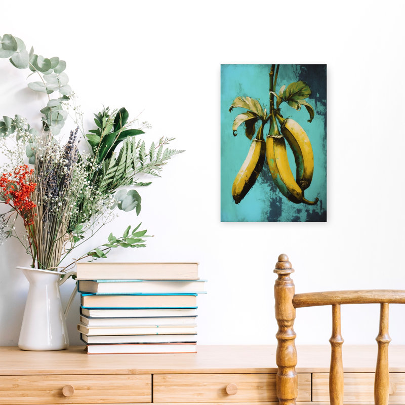 Affiche murale abstraite moderne et vintage représentant un paysage naturel de Banana Blues, H 18 po x l 12 po
