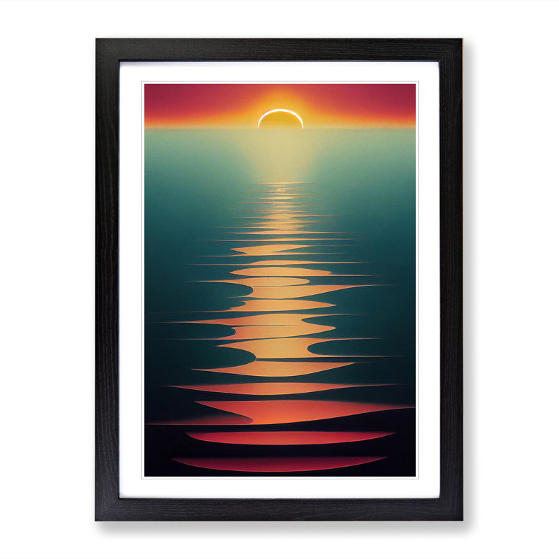 Crystal Sunset - Picture Frame Print, 46cm H x 34cm W, Oak