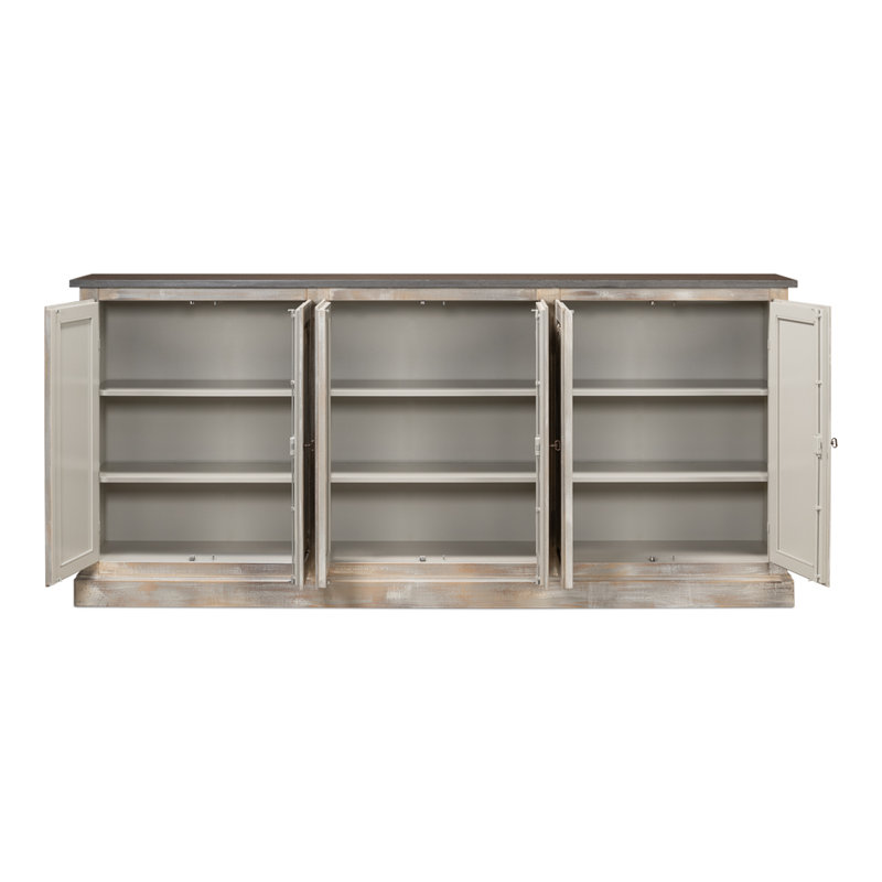 Pagnano 96'' W Solid Wood Sideboard, Gray Oak/Stone Gray