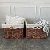 StorageWorks Seagrass Storage Basket, Hand-Woven Open-Front Bin with Handles, Brown, 13.8?x 11?x 5.5? 2-Pack