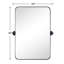 Aura Rounded 30" H x 20" W Small Rectangular Pivoting Metal Framed Wall Mounted Bathroom Vanity Mirror in Matt Black-72292225-72292226