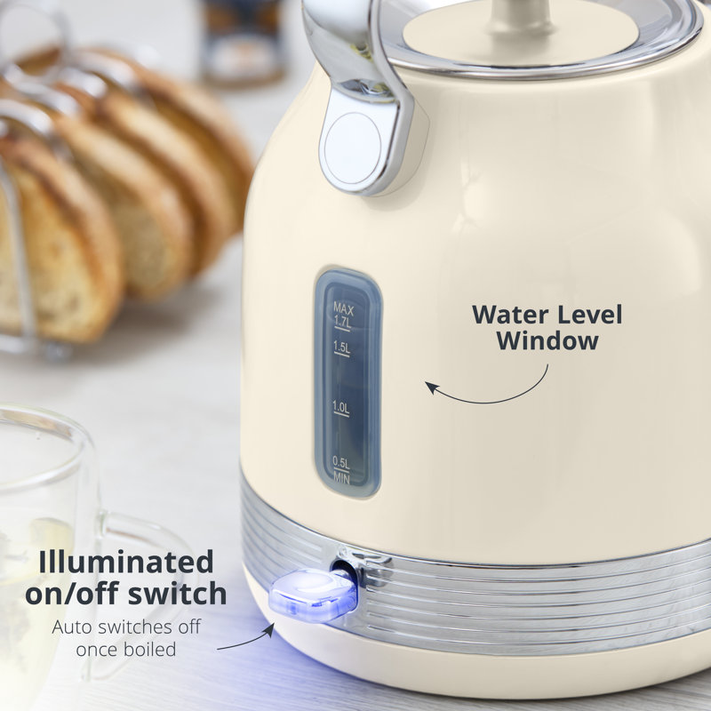 ​​Swan SK14631C Retro Traditional Kettle, Rapid Boil, Removable Limescale Filter, Easy Pour, 360 Degree Base, Water Indicator Window and Boil Dry Protection 1.7L, 3KW