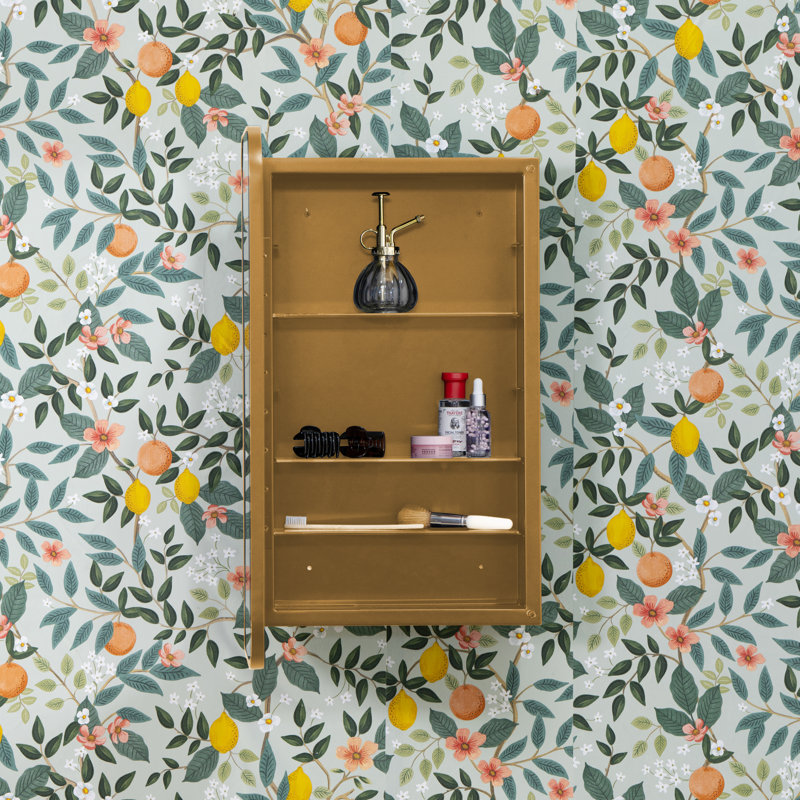 Eaton Medicine Cabinet, Recess and Surface Mount, Gold