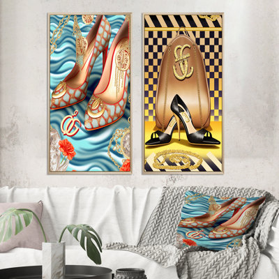 «Retro Art Deco High Heel Shoe», 2 pièces sur toile