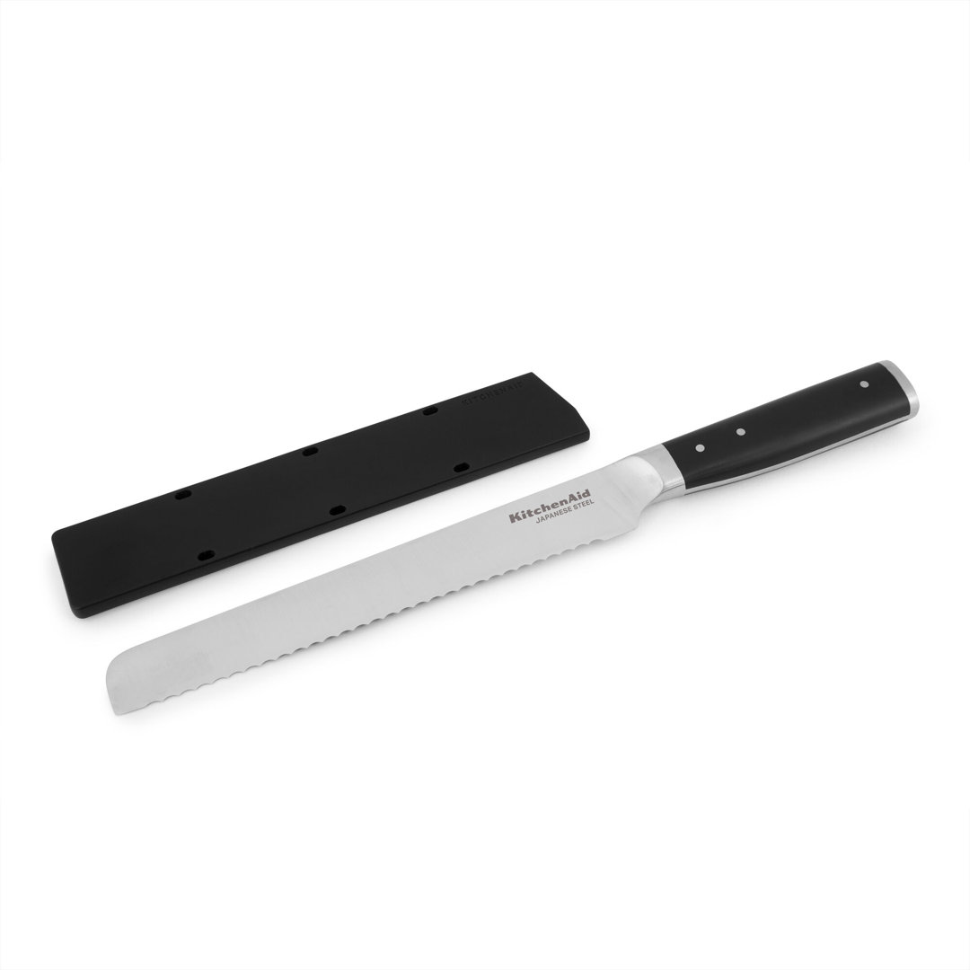 KitchenAid® Gourmet Forged Triple Rivet Santoku Knife with Custom-Fit Blade Cover, 5-inch, Black KitchenAid®