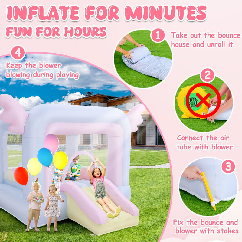 Jeu gonflable 9,5 pi x 8,6 pi avec sac de boxe, ballon de plage, basketball, ballons Macaron, jeu de ballons (sans souffleur d'air)