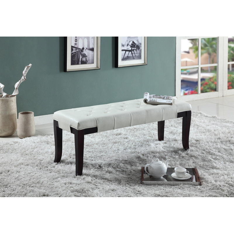 Linon Tufted Ottoman Bench, White