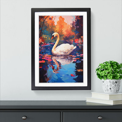 Swan Expressionism No.2 - Single Picture Frame Print on Wood