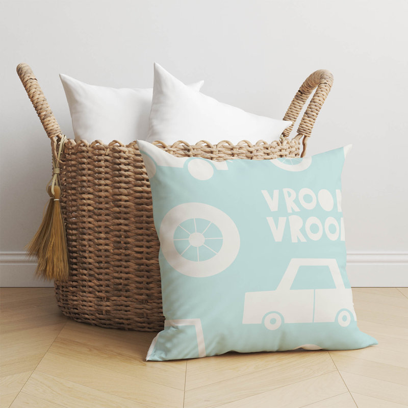 Coussin Vroom, Bleu clair / bleu, H 26 po x l 26 po