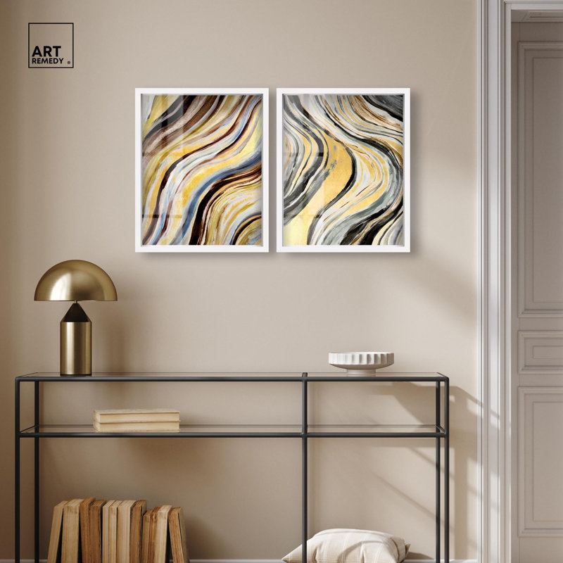 Ensemble de 2 décorations murales boho Godeed Geode Glam Shadowbox par Art Remedy, cadre blanc, 17 x 21, H 21 po x l 17 po