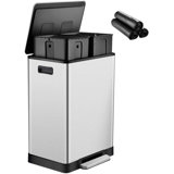 Steel Step On Multi-Compartment Trash/Recycling Bins - 16 Gallons