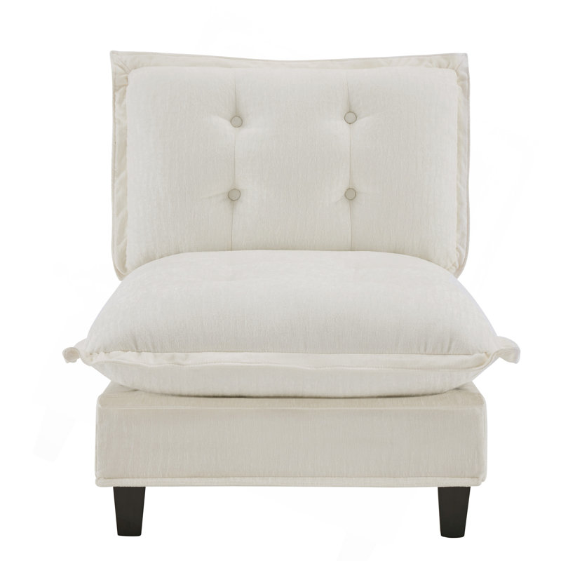 Canapé 73 sans accoudoirs en chenille beige, Beige