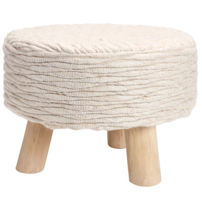 Dakota Fields Lavise Handmade Solid Cream/White Stool (16"X16"X12" Round) by Dakota Fields