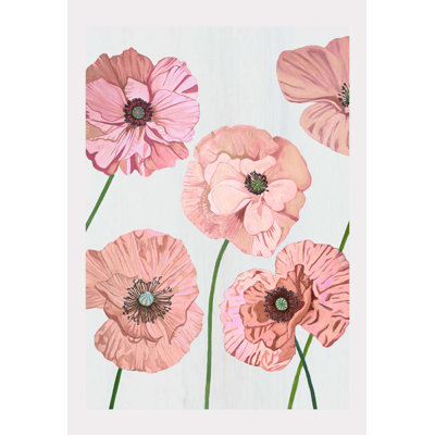" Rose Poppies On Pale Gray "