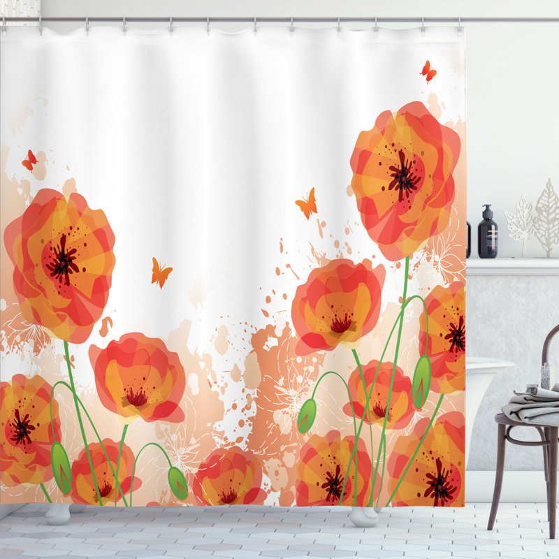 Rideau de douche floral avec crochets inclus, H 70 po x l 69 po