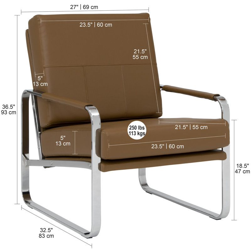 Abrham Faux Leather Armchair, Brown Faux Leather