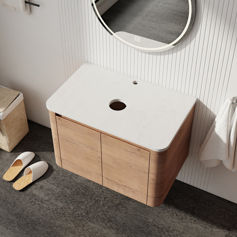 Base de meuble-lavabo mural 30 po avec 2 portes, Brun