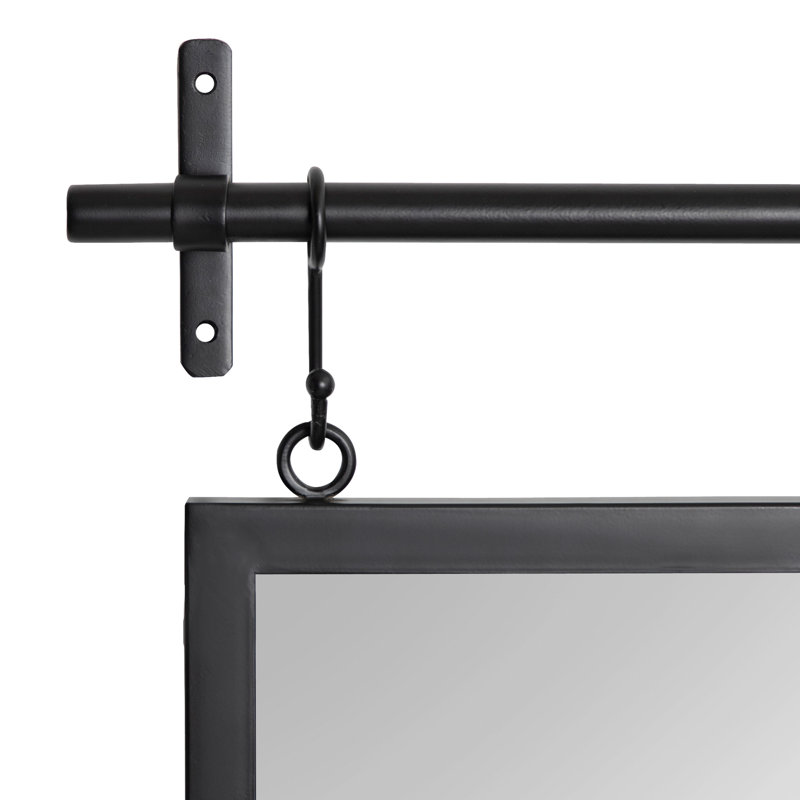 Hughley Metal Flat Mirror with Shelves, Black, 25.5'' x 36''