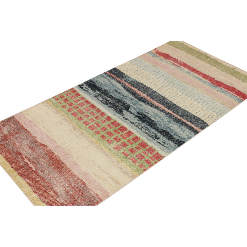 Distressed Homage Hand Knotted Wool Abstract Area Rug, Rectangle 10' x 14'