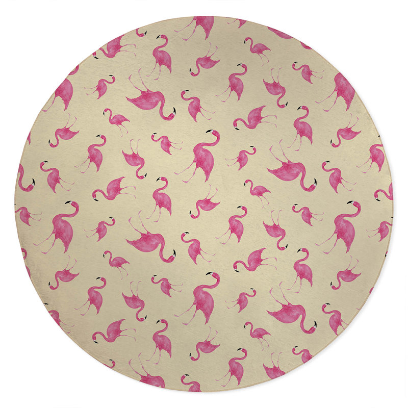 Tapis d'extérieur Summer Flamingo, Rond 5 pi