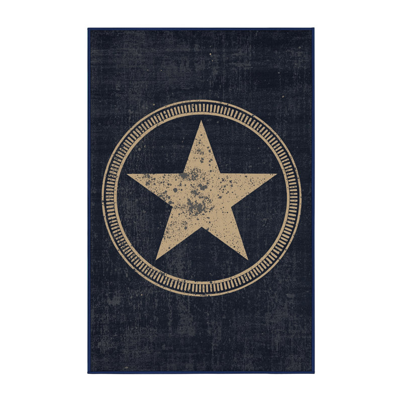 Soft Plush Esquibel July 4Th Modern & Contemporary Abstract Area Rug in Gray – Navy Binding, 5x8