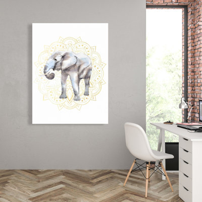 Motif d'éléphant sur mandalas - Toile de décoration bohémienne