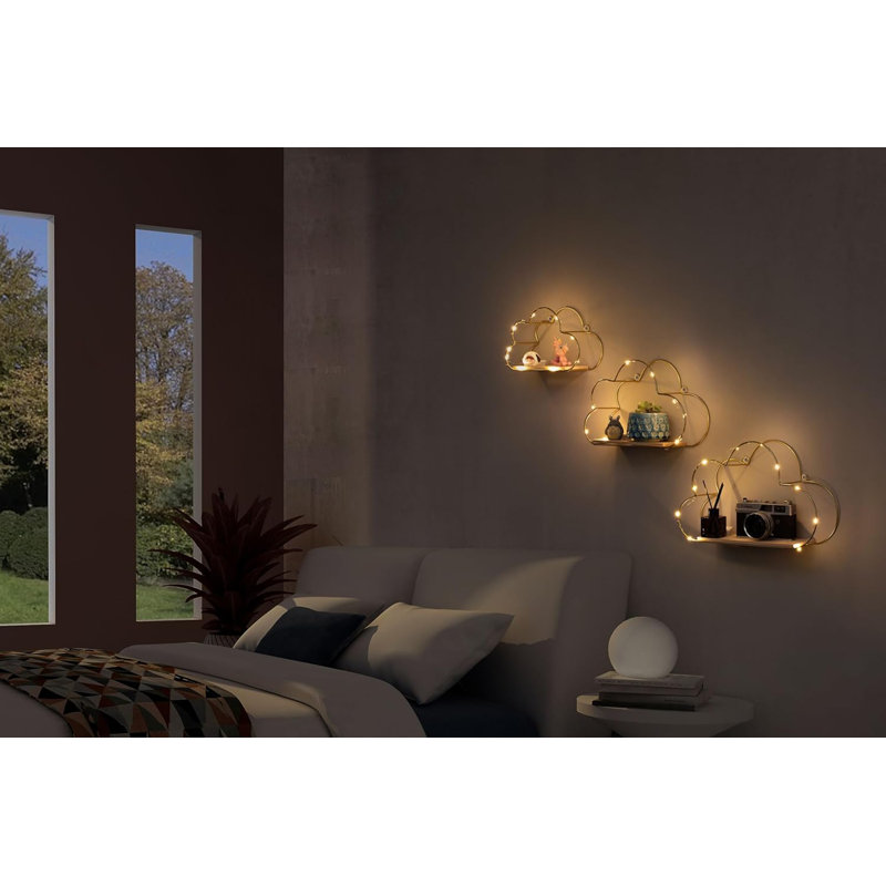Golden Cloud Shaped Floating Shelf