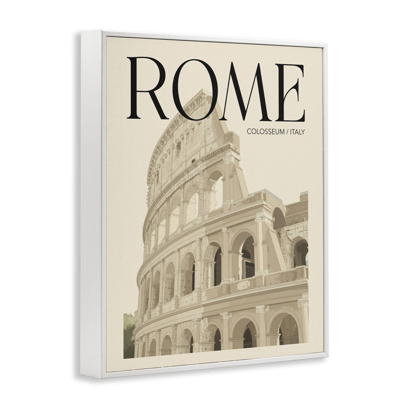 Estampe numérique rétro du Colisée, design par Andreas Magnusson, Encadrement giclée blanc côtier, H 30 po x l 24 po