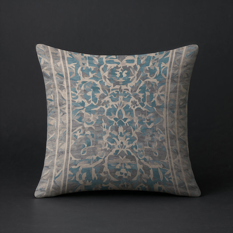 Coussin décoratif intérieur / extérieur gris Modern Modern, Gris / beige / brun clair abstrait 4, Carré 16 po