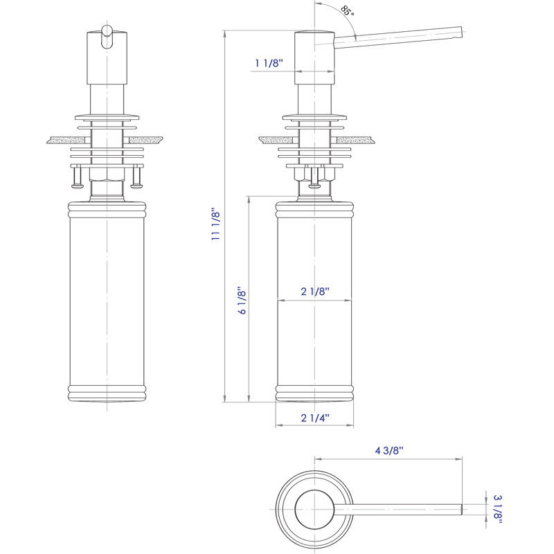 Distributeur de savon rond moderne, Acier inoxydable poli