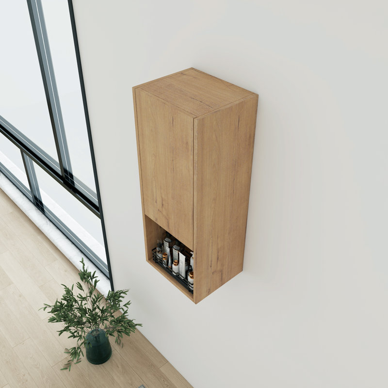 Rangement de salle de bain simple 12 po avec porte à fermeture douce, Naturel