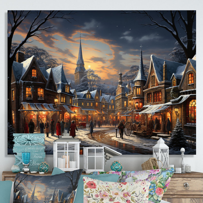«Winter Village Carnival III», impression d'art mural, H 30 po x l 40 po x P 1,5 po, Toile tendue