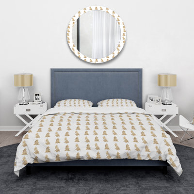 White/Gold Microfiber Duvet Cover Set