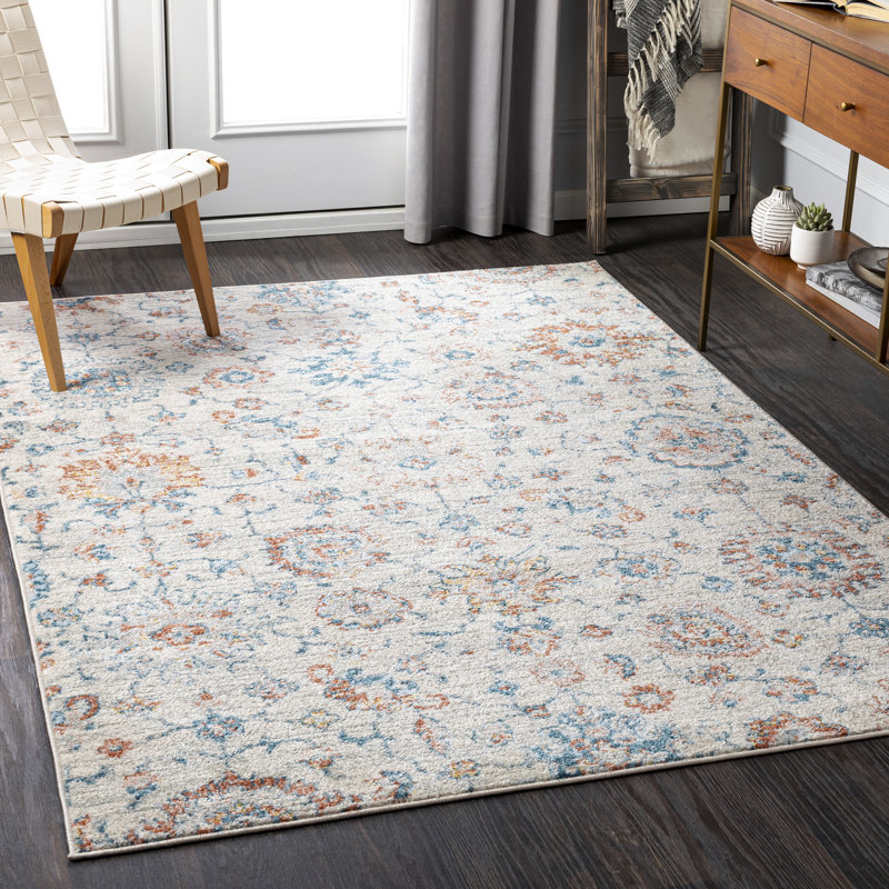 Gorney Floral Indoor Rug, Rectangle 5'3" x 7'3"