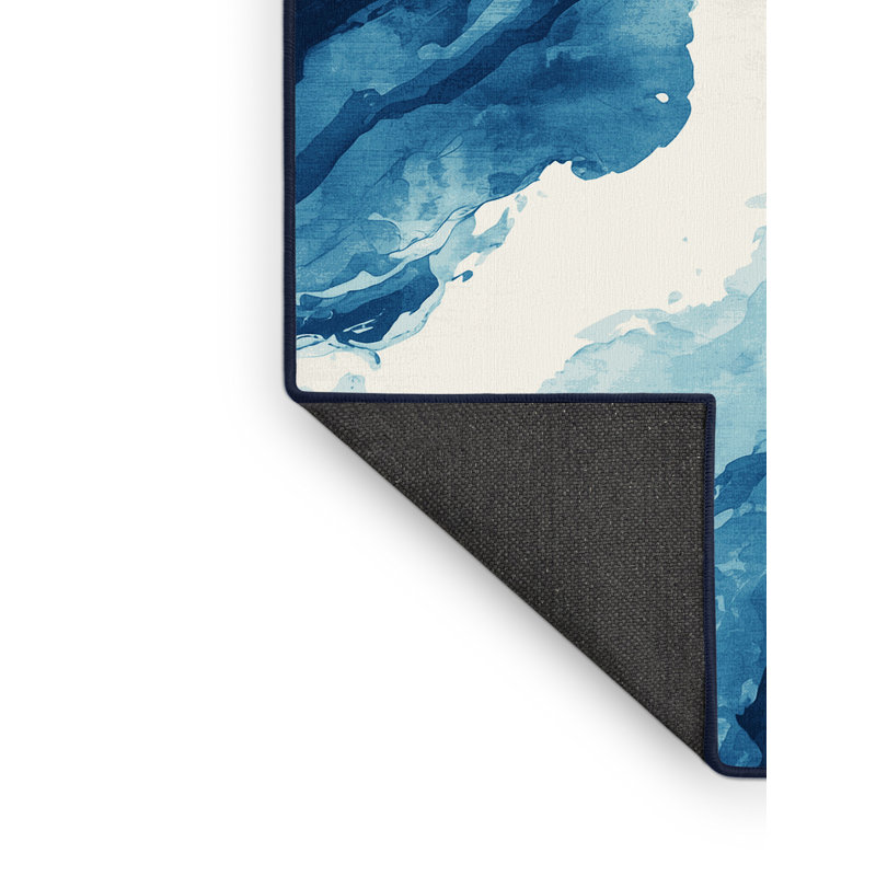 Tapis bleu moelleux moelleux à motif abstrait moderne et contemporain Eichhorn, 2 x 4