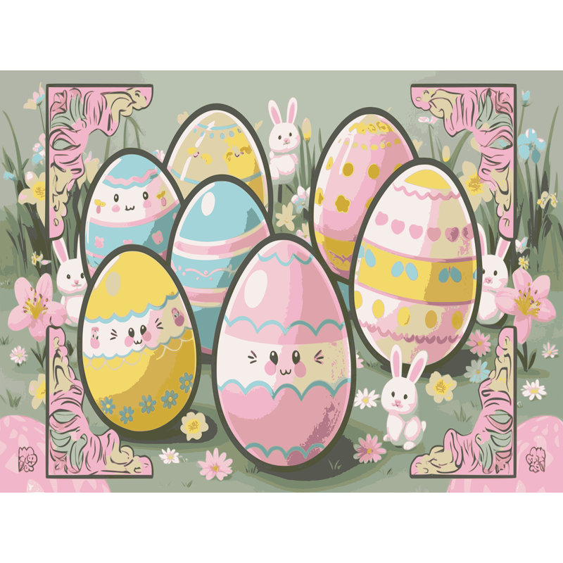 East Urban Home Washable Easter Spring Holiday Rug, Rectangle 7' x 9'