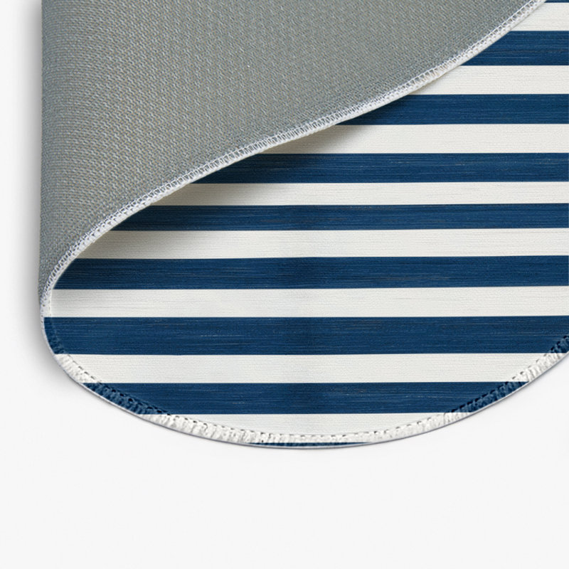 Tapis intérieur / extérieur bleu HorizontalStripes, Rond 5 pi