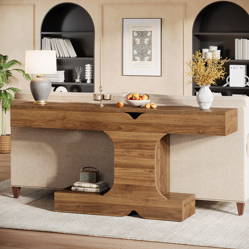 Modern Console Table for Living Room, 63-Inch Wood Entryway Table, Sofa Table